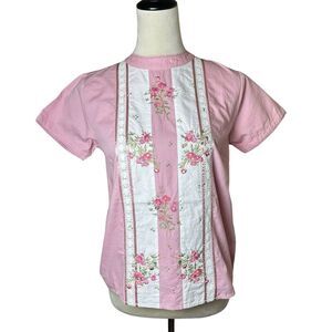 Somerset Bay Pink Embroidered Floral Blouse | Lace Modest Romantic Cottagecore